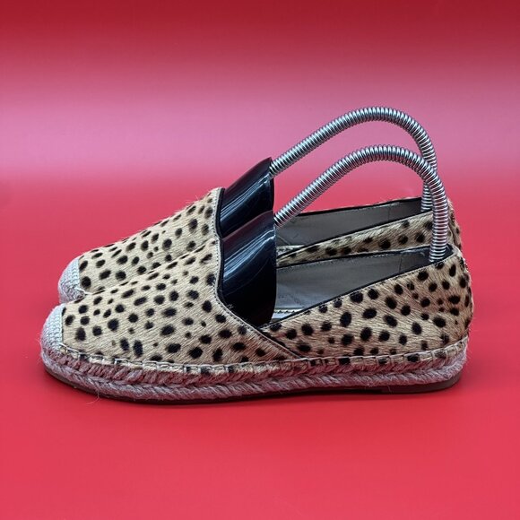 Sam Edelman Kesia Animal Print Real Fur Espadrille Loafers Flats Size 5.5M NWOB - Picture 4 of 13